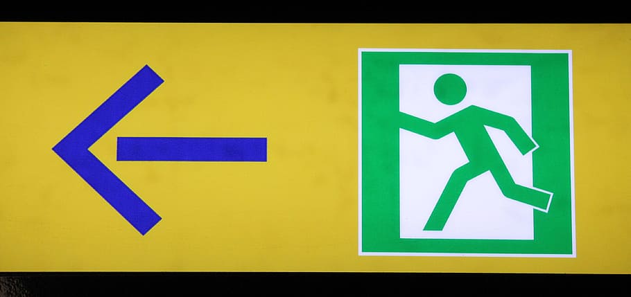 Emergency Exit, Escape Route, Rescue, door, brand, disaster HD wallpaper