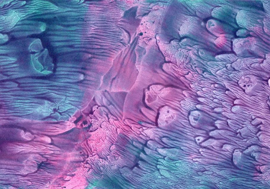 purple and teal fluid abstract painting, background, crystals HD wallpaper