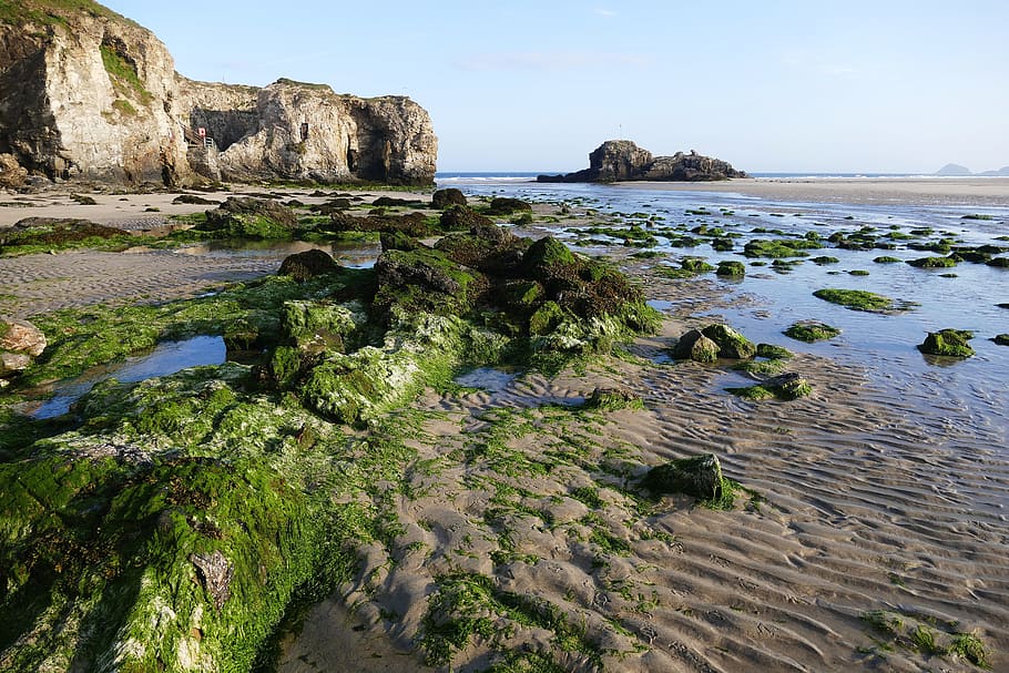 Beach, Perranporth, Sea, Cornwall, Coast, england, waves, bay HD wallpaper