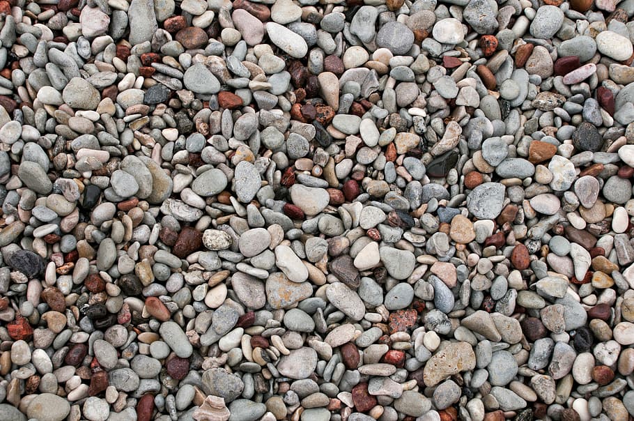 brown, red, and gray rocks, pebble, stone, nature, coast, backgrounds HD wallpaper