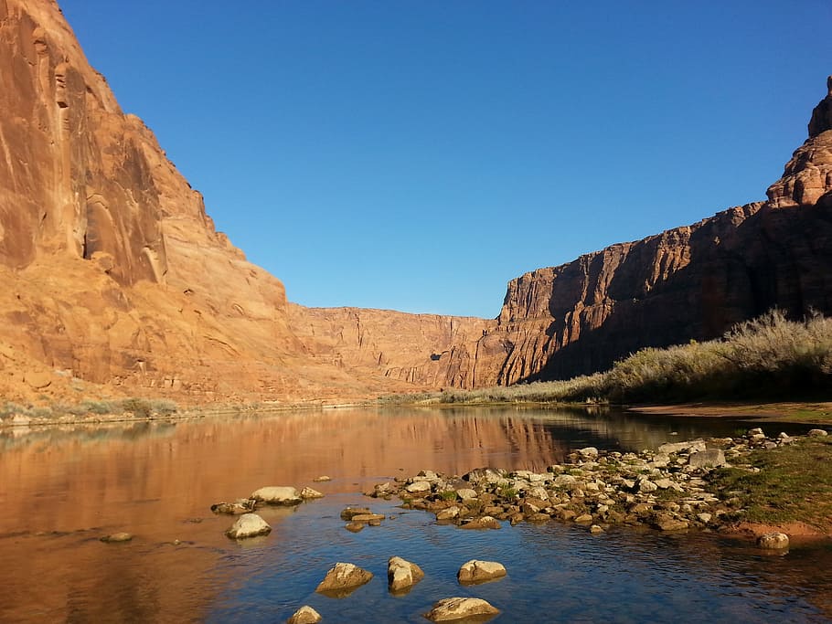 lee's, ferry, below, glen, canyon, dam, water, rock, rock - object HD wallpaper