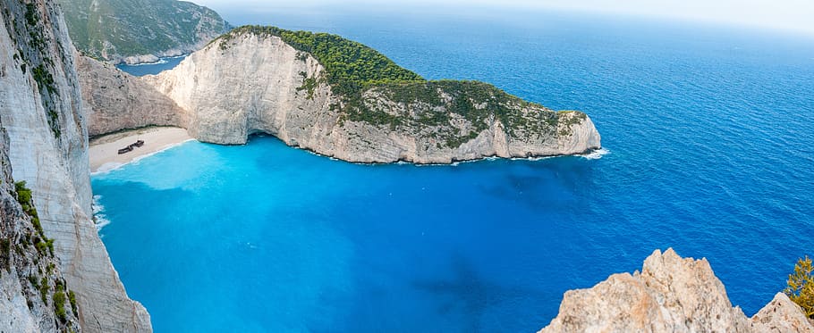 zakynthos, ship, wreck, panorama, greek island, greece, port, HD wallpaper