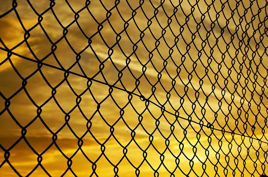 sky, sunrise, sunset, wire mesh, fence, chainlink Fence, steel HD wallpaper