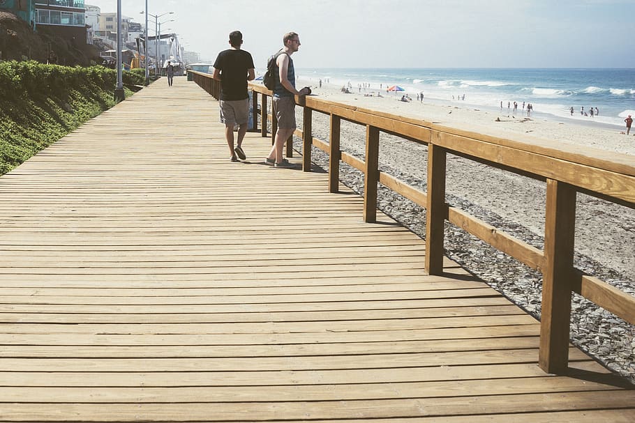 pier, boardwalk, beach, ocean, sea, water, coast, summer, vacation, HD wallpaper
