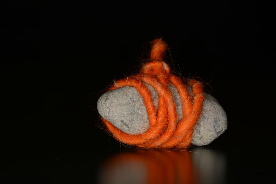 stone, wool, still life, black background, studio shot, indoors HD wallpaper