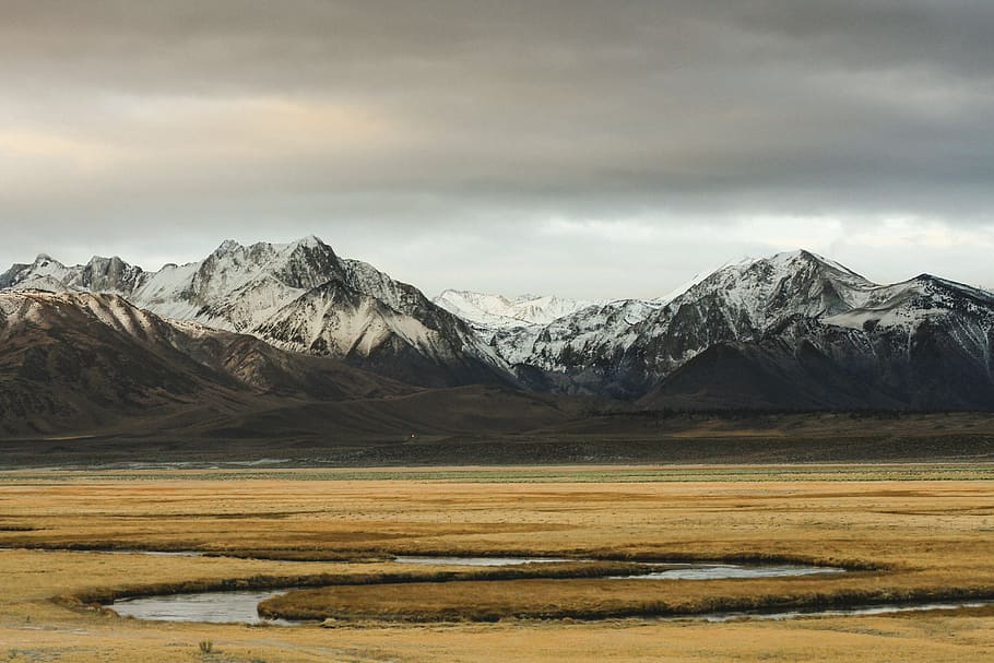cold, dark, dark clouds, dawn, dusk, glacier, ice, lake, landscape HD wallpaper