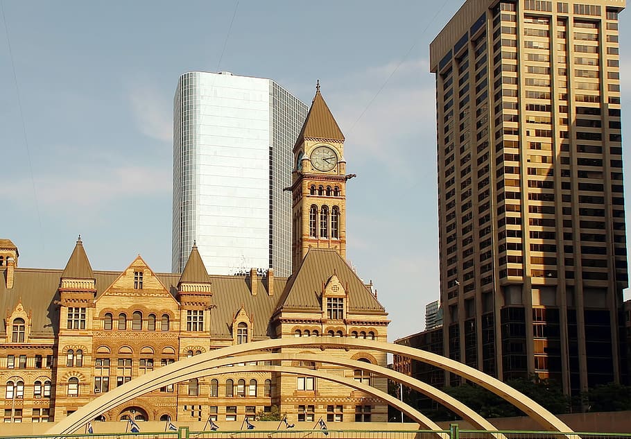 canada, toronto, architecture, clock, monument, buildings, city HD wallpaper
