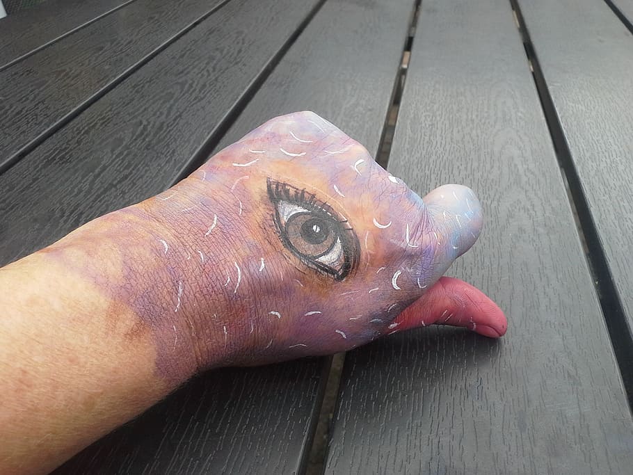 body painting, hand, finger, painted, art, eye, skin, artwork HD wallpaper