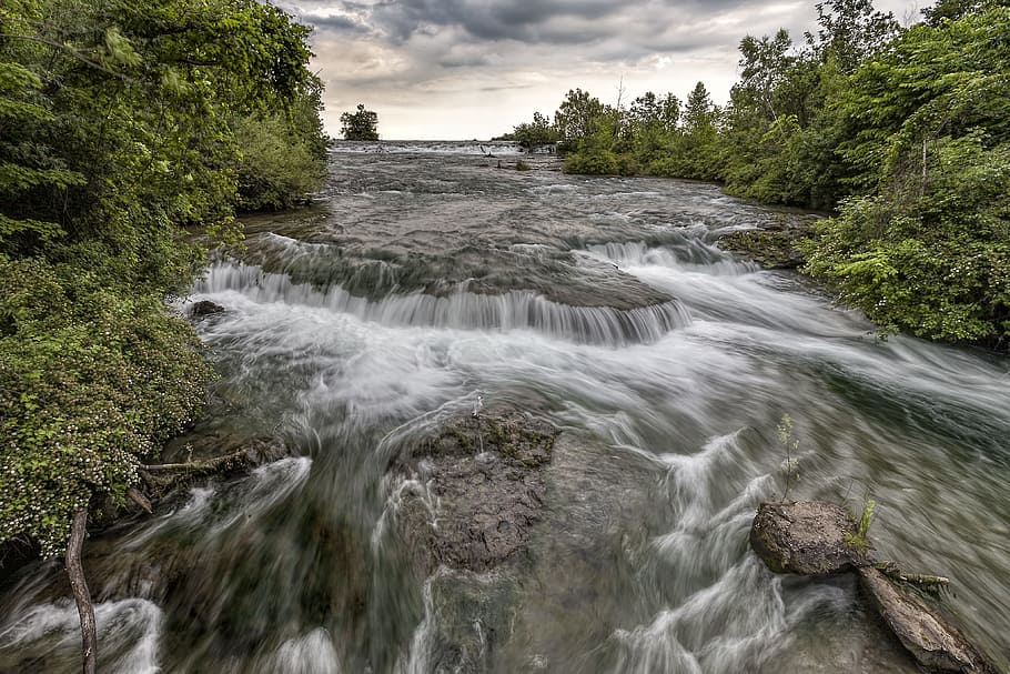 wood, water, trees, creek, cascade, environment, flow, outdoors HD wallpaper