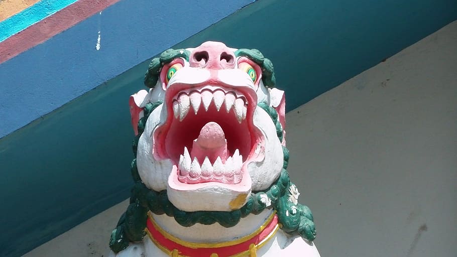 buddhist, buddhism, temple, monastery, lion, face, statue, dragon HD wallpaper