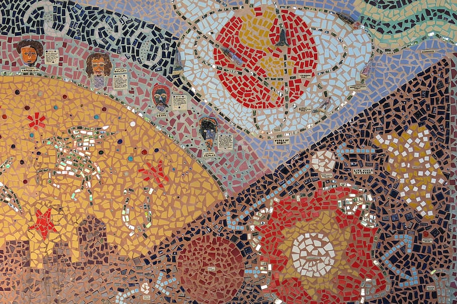 mosaic, tile, elementary school, wall, mural, art, outdoors HD wallpaper