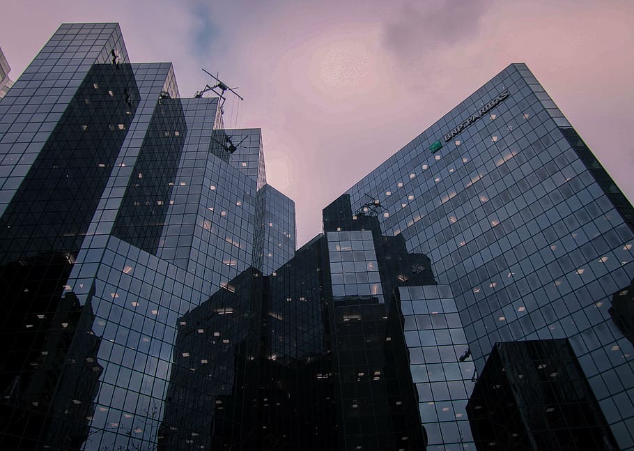 worm's-eye view of black high-rise building, low, angle, photo HD wallpaper