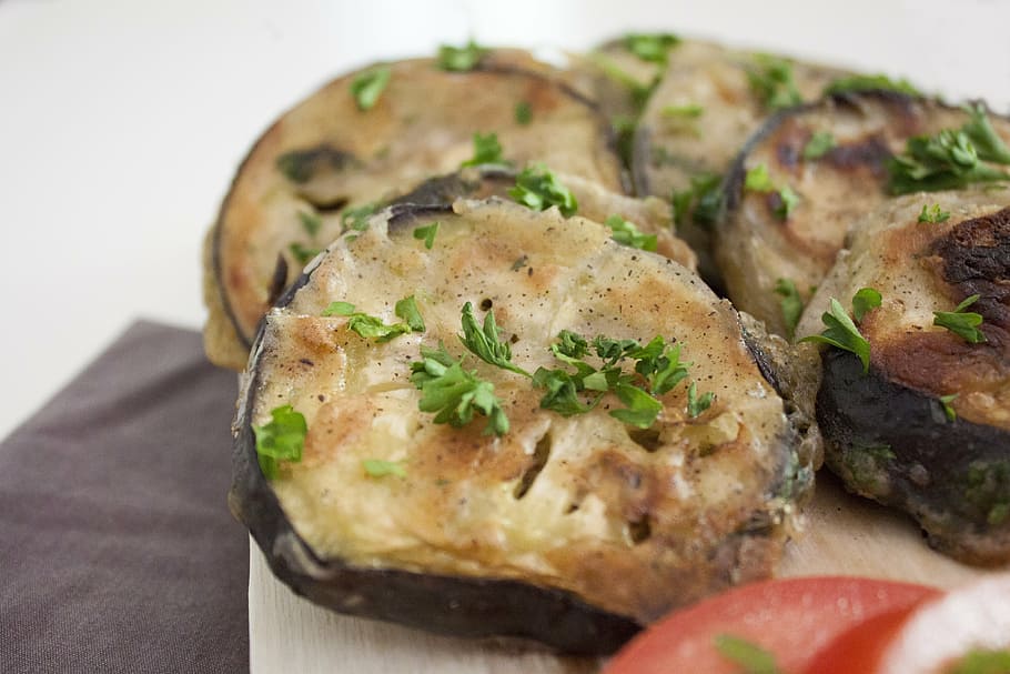eggplant, kitchen, tomato, parsley, vegetables, vegetarian HD wallpaper