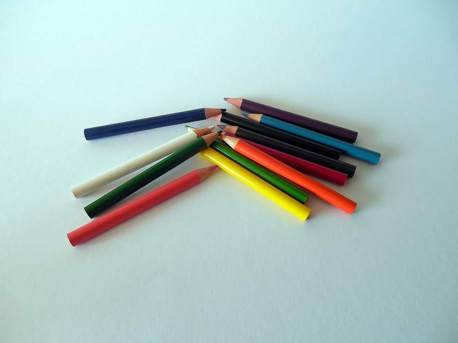 Colored Pencils, Pens, Colorful, crayons, school, writing accessories, HD wallpaper