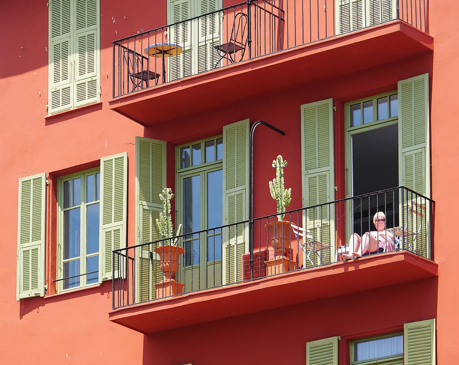 residence, color, mediteran, panel shops, balconies, facade, HD wallpaper