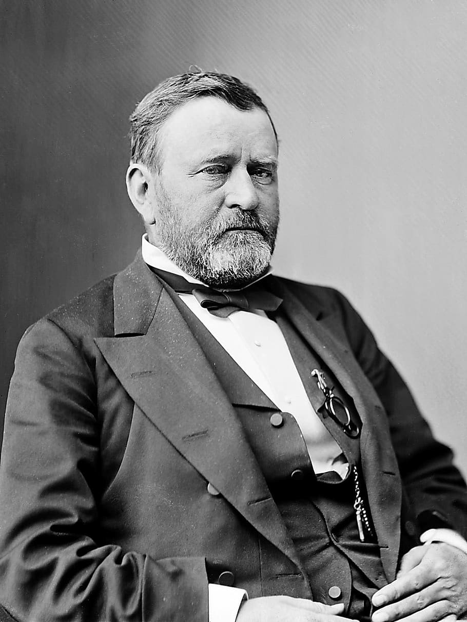 Ulysses S. Grant Photo, portrait, president, public domain, black And White, HD wallpaper