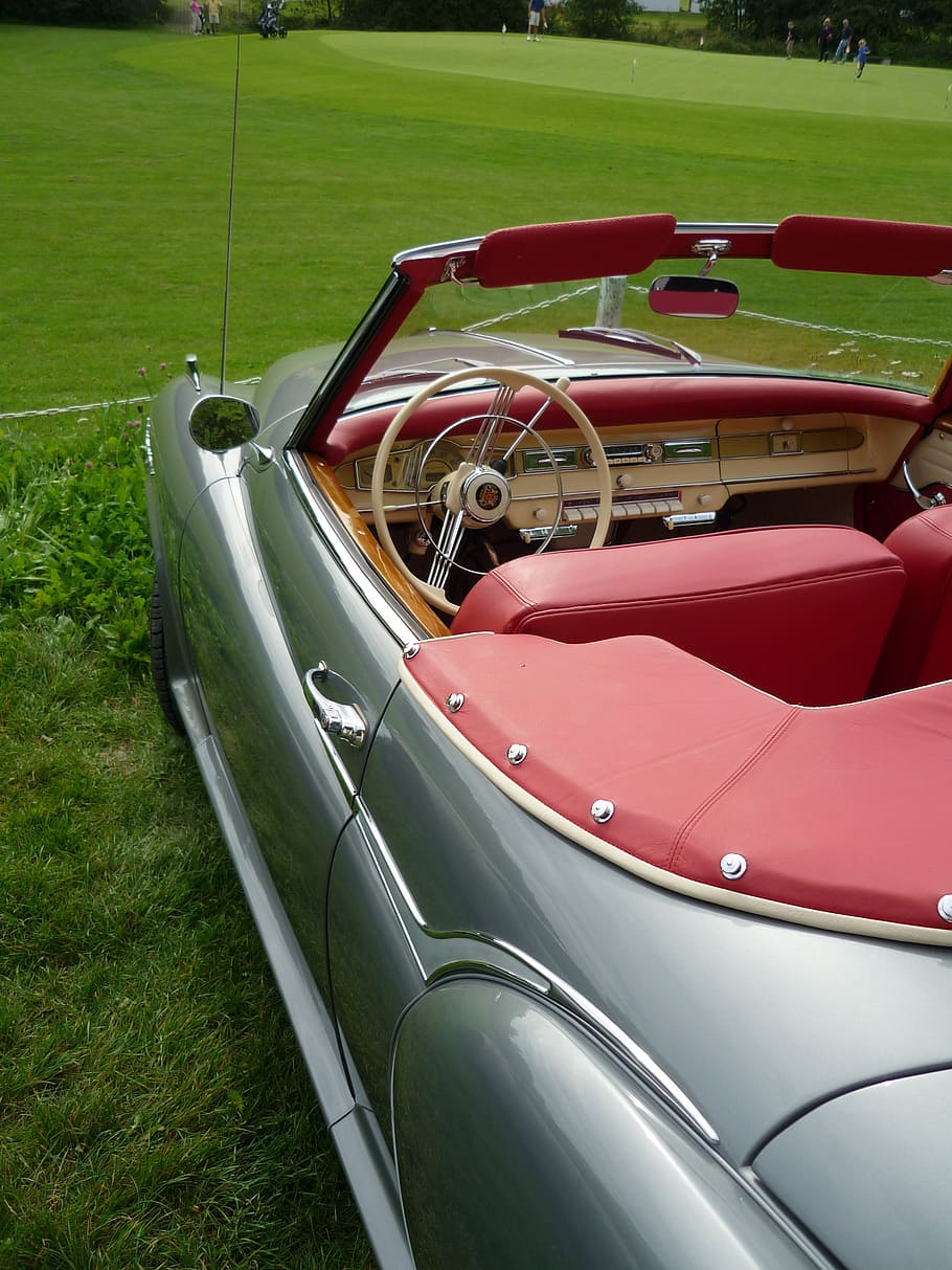 auto, interior, oldtimer, dashboard, silver, passenger compartment HD wallpaper