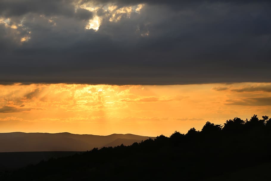 sunset, nature, sky, evening, darkness, silhouette, cloud - sky HD wallpaper