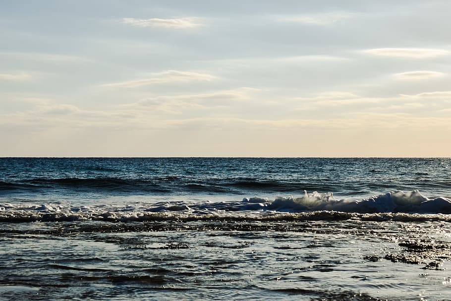 sea, horizon, sky, clouds, nature, seascape, autumn, water HD wallpaper