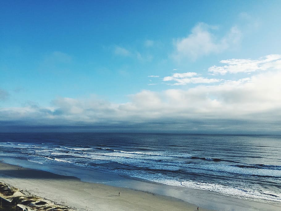aerial view of vast ocean, beach, sea, nature, cloud - Sky, blue HD wallpaper