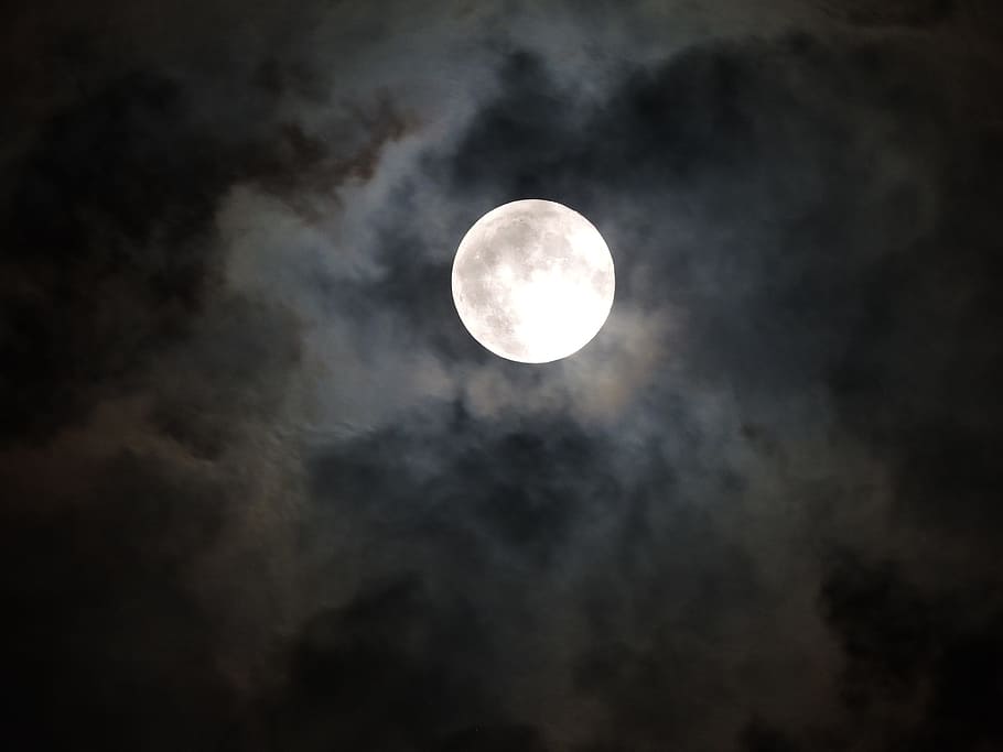 Moonlight, Spooky, Cloudy, Night, cloudy night, astronomy, scenics HD wallpaper