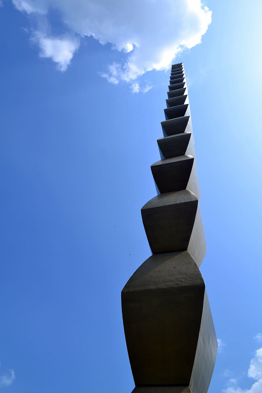 infinite, sky, vertical, infinity column, brancoveanu, low angle view HD wallpaper