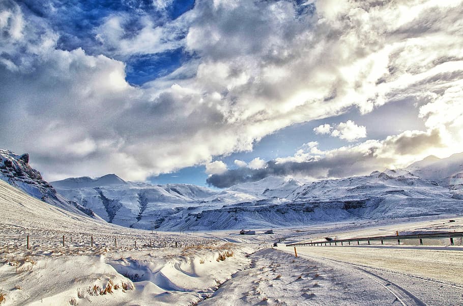 landscape photography of snowy mountain under cloudy sky, landscape photography of snow mountains HD wallpaper
