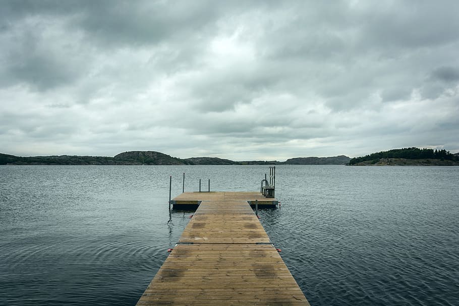 dock, lake, cottage, water, sky, clouds, cloudy, storm, outdoors HD wallpaper