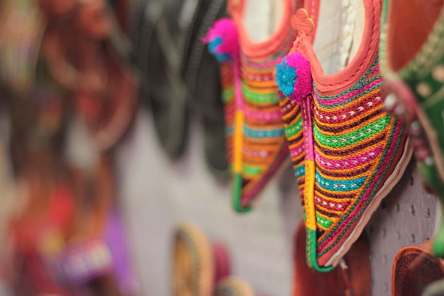 indian traditional, foot wear, colorful, fashion, culture, asia, HD wallpaper