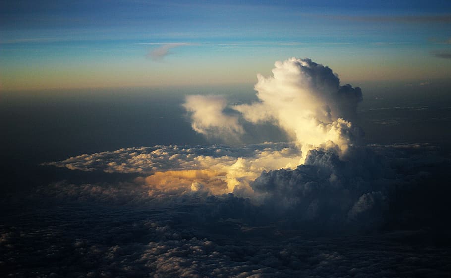 white clouds photography, aerial view of cloud formation, storm clouds HD wallpaper