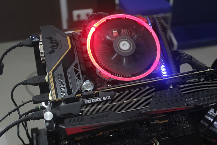 Nvidia and ROG Festival, closeup photo of ASUS Strix GeForce graphics card
