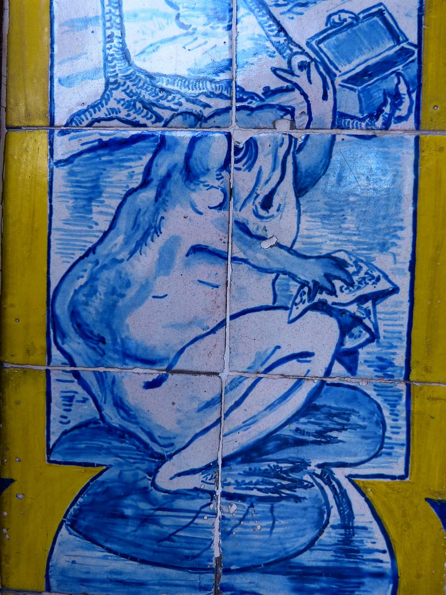 azulejos, tile, blue, toad, frog, art and craft, creativity HD wallpaper