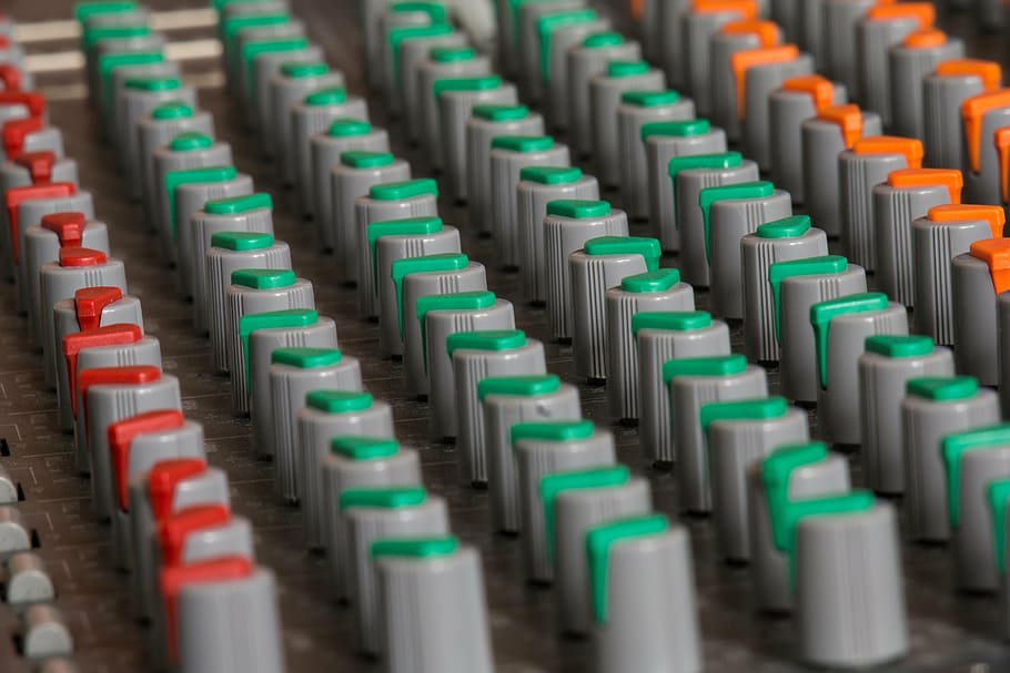 close-up photography of audio mixer tuner switches, amplifier HD wallpaper