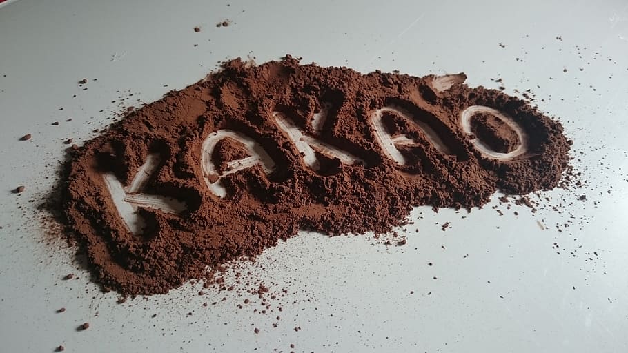 kakao powder on white surface, cocoa, chocolate, sweets, food and drink HD wallpaper
