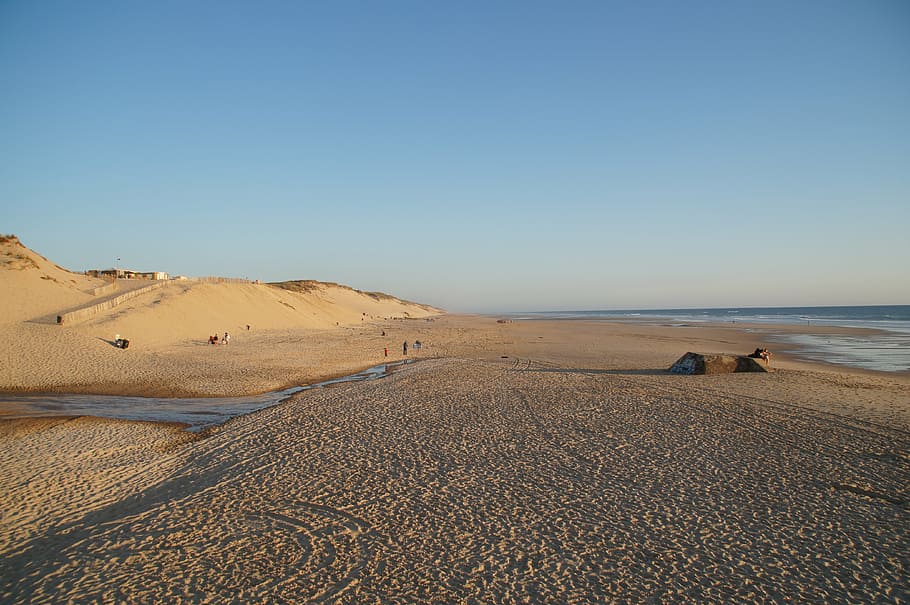le pin sec, biscarrosse, atlantic, dune, ocean, sea, sunset, HD wallpaper