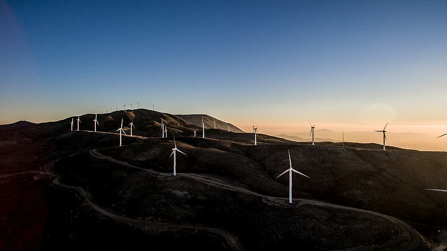 landscape photo of wind mills, white, windmills, mountain, photography HD wallpaper