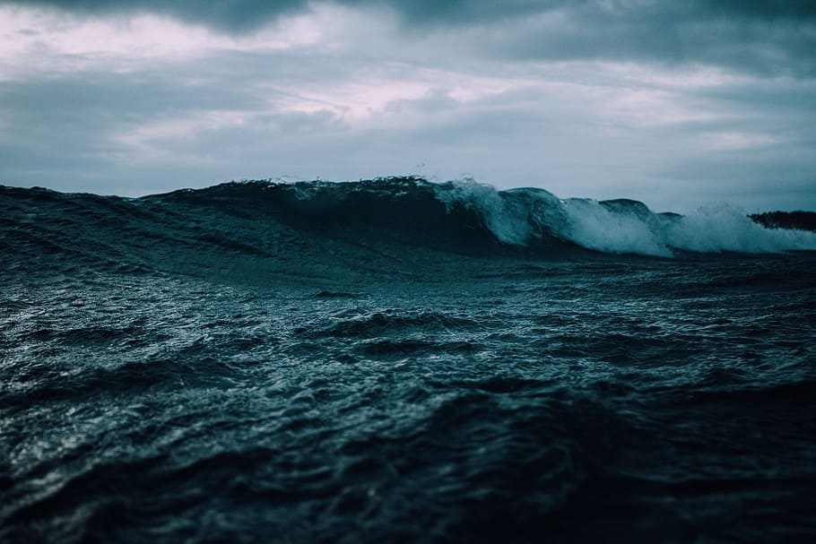 sea, ocean, water, waves, nature, blue, sky, clouds, cloud - sky HD wallpaper