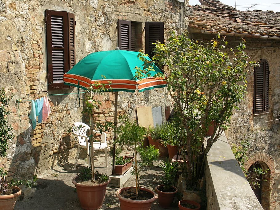 tuscany, sun, parasol, built structure, architecture, building exterior HD wallpaper