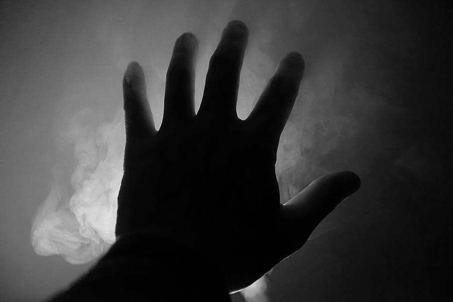 hand, smoke, light, human hand, human body part, one person HD wallpaper