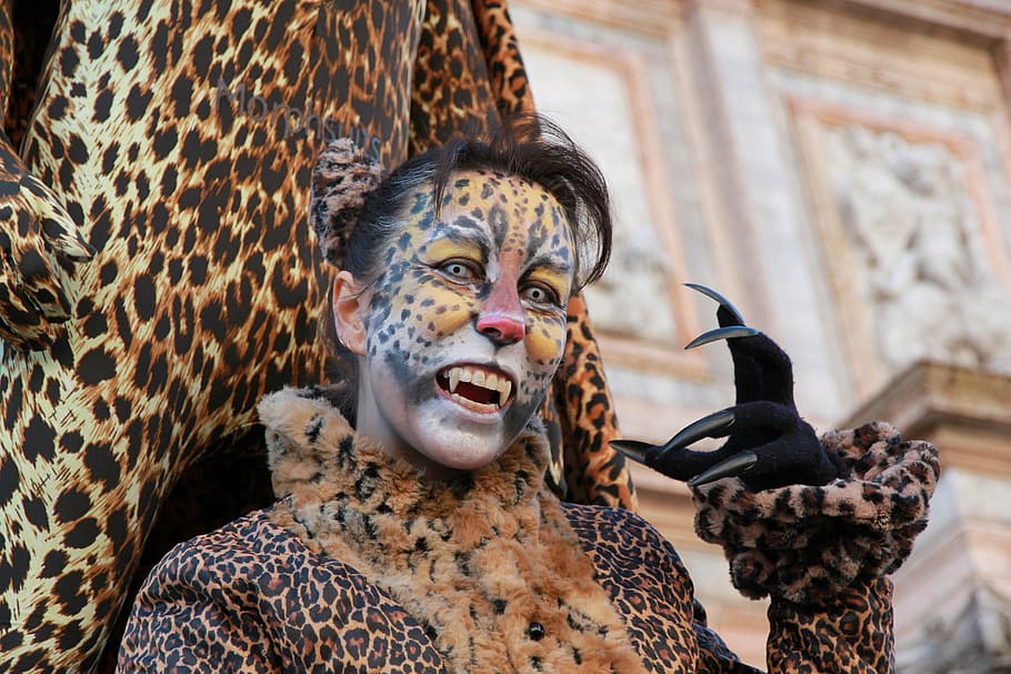 suit, leopard, cat, wild, creativity, costume, portrait, art and craft HD wallpaper