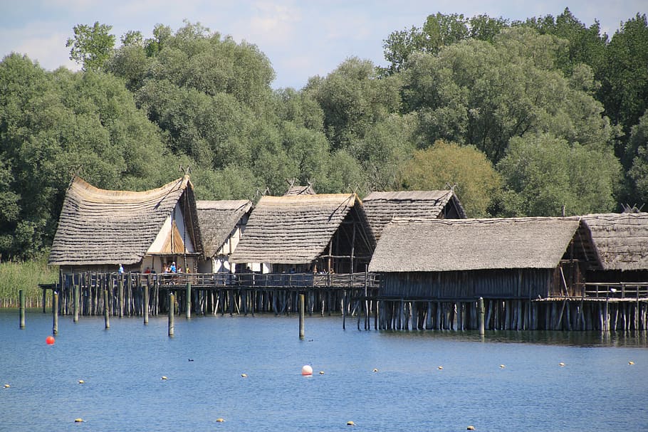 stilt houses, archaeological open air museum, uhldingen, lake constance, HD wallpaper