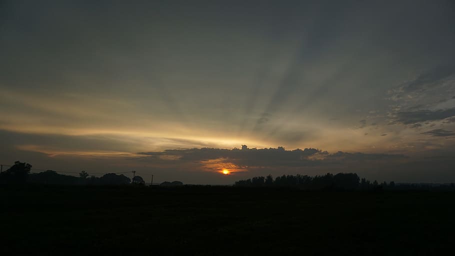 sunset, ray, backlighting, sky, scenics - nature, beauty in nature HD wallpaper