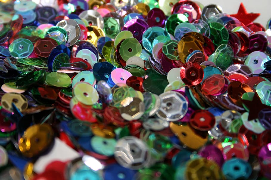 Sequins, Tinker, Christmas, multi colored, large group of objects HD wallpaper