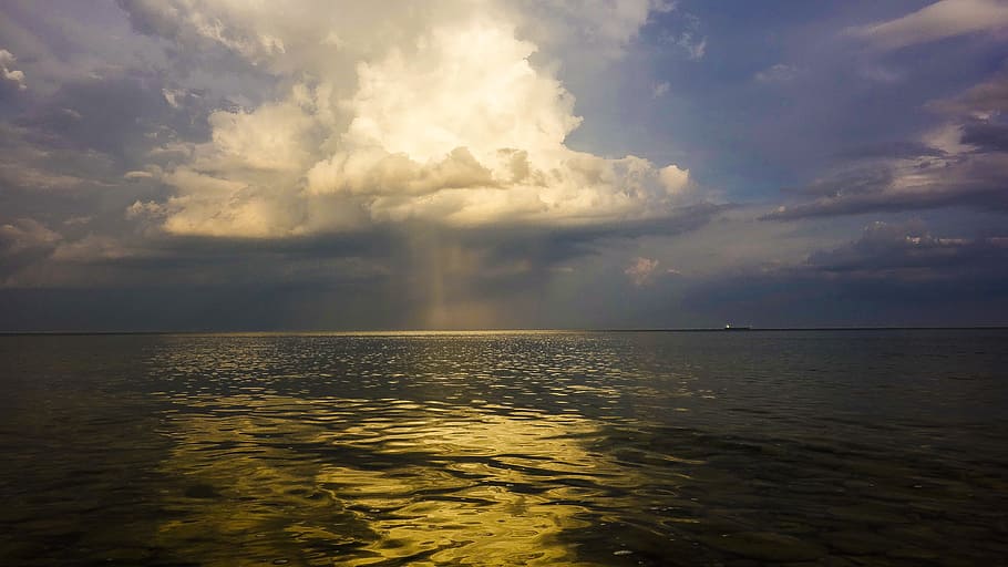 Sea, Clouds, Reflection, Evening, nature, water, sky, cloud - Sky HD wallpaper