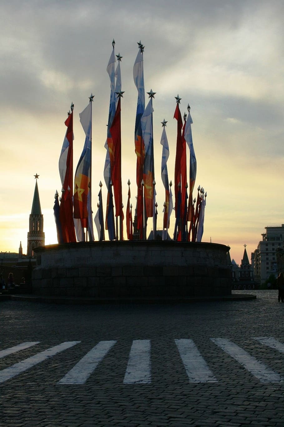 red square, paving, grey, pedestrian lines, white, contrast HD wallpaper