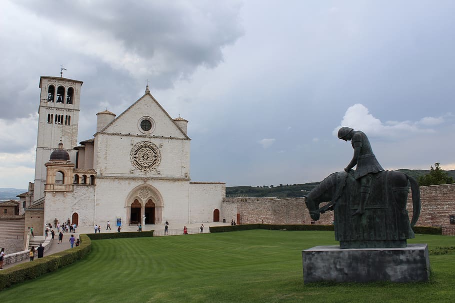 umbria, assisi, basilica, st francis, architecture, cloud - sky, HD wallpaper