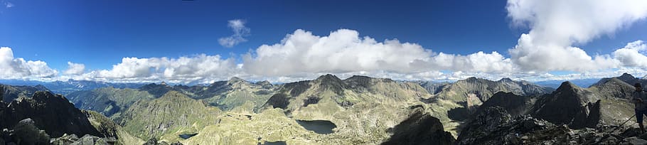 Panorama Photo of Mountains, clouds, landscape, mountain range HD wallpaper