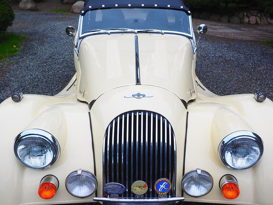morgan plus 8, auto, grille, lights, lighting, hood, vehicle HD wallpaper