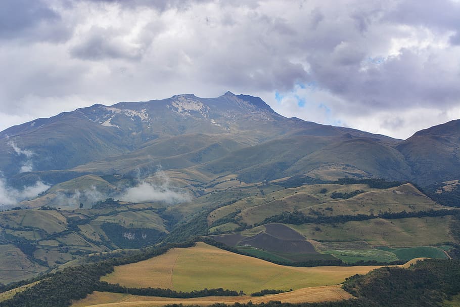 green mountain under nimbus clouds, nature, scenics, landscape HD wallpaper