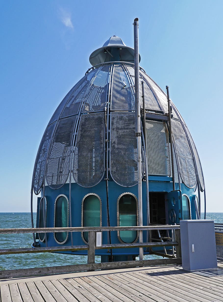 diving bell, sellin, sea bridge, rügen island, baltic sea, HD wallpaper